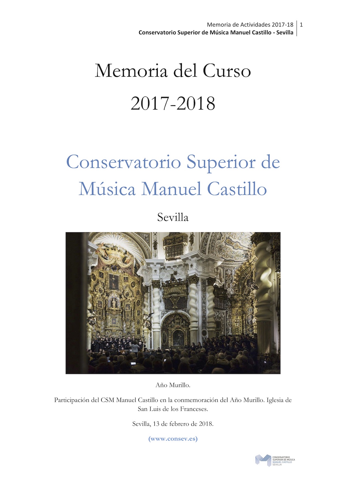 Memoria de actividades musicales y docentes (curso 2017-18)